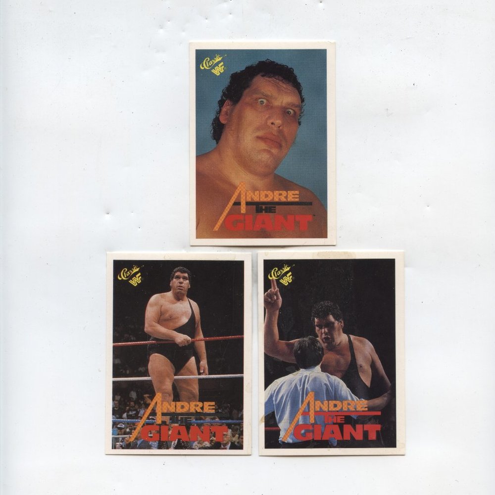 3 ORIGINAL WWE WWF WRESTLING CARDS OF ANDRE THE GIANT